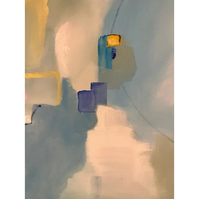 Large Abstract Blue and Yellow Painting by Christine Frisbee, "Joyful Journey" For Sale - Image 11 of 12