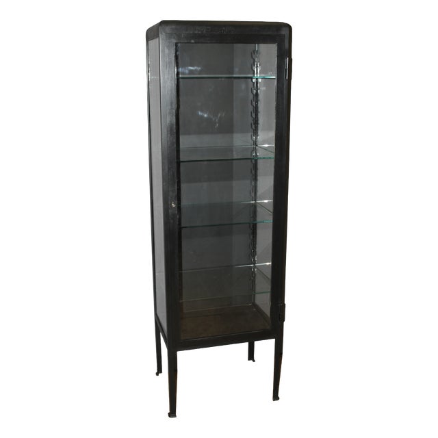 Black Lacquered Iron Display Case, 1950 For Sale