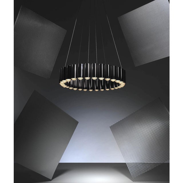 Postmodern Carousel Pendant Light Finished in Gunmetal Grey with Milk Glass Bulbs from Lee Broom, 2010s For Sale - Image 3 of 4