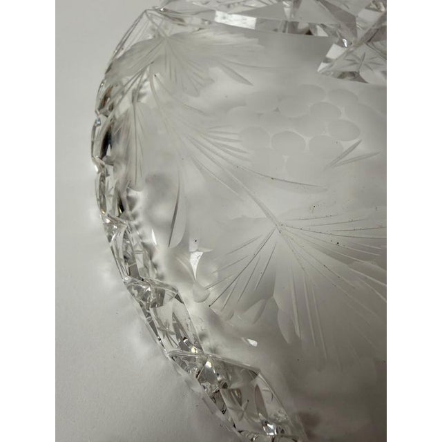Large Bohemian Hand-Cut Crystal 3-Part Fruit Bowl, 1930s For Sale - Image 14 of 16