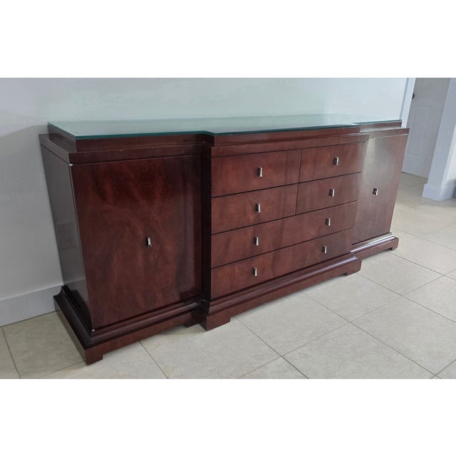 Contemporary Bolier & Company by Decca Contemporary Wood Dresser With Glass Top For Sale - Image 3 of 7