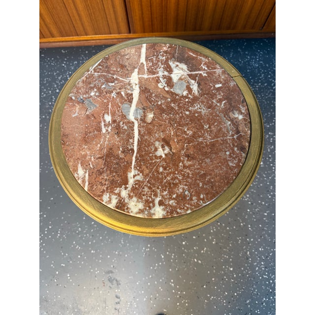 Late 19th Century French Louis XVI Inset Marble Top Gilded Pedestal For Sale - Image 5 of 12