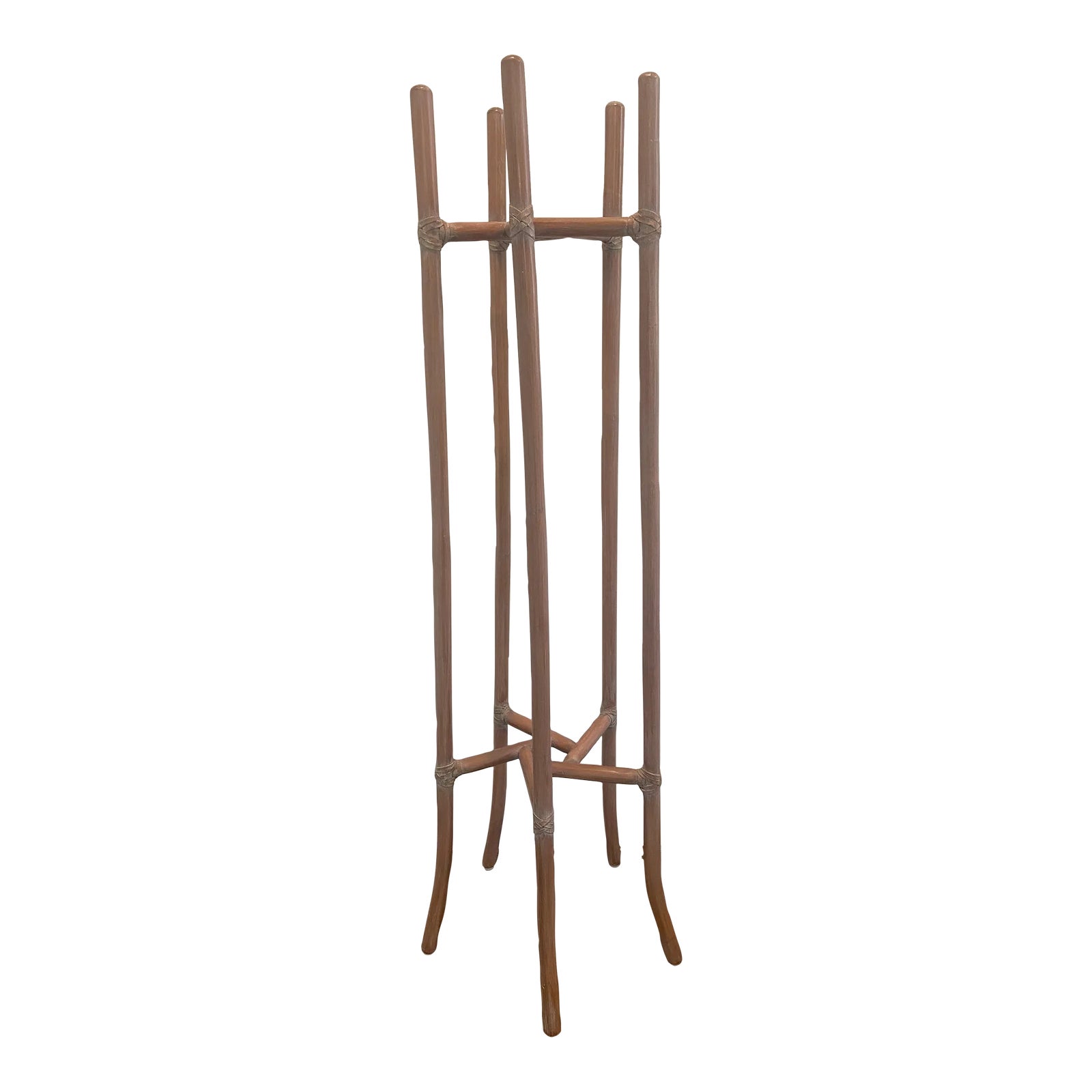 Late 20th Century McGuire Tall Rattan Plant Stand Chairish