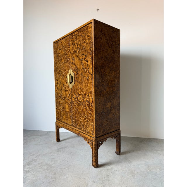Mid Century Hollywood Regency Faux Tortoiseshell Cabinet For Sale - Image 4 of 18