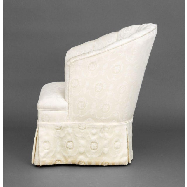White Silk Brocade Upholstered Tub Chair For Sale In New York - Image 6 of 7