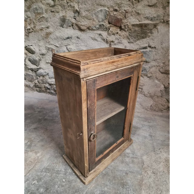Antique French Wall Cabinet in Pine and Oak with Glass Door, 1850s For Sale - Image 13 of 18