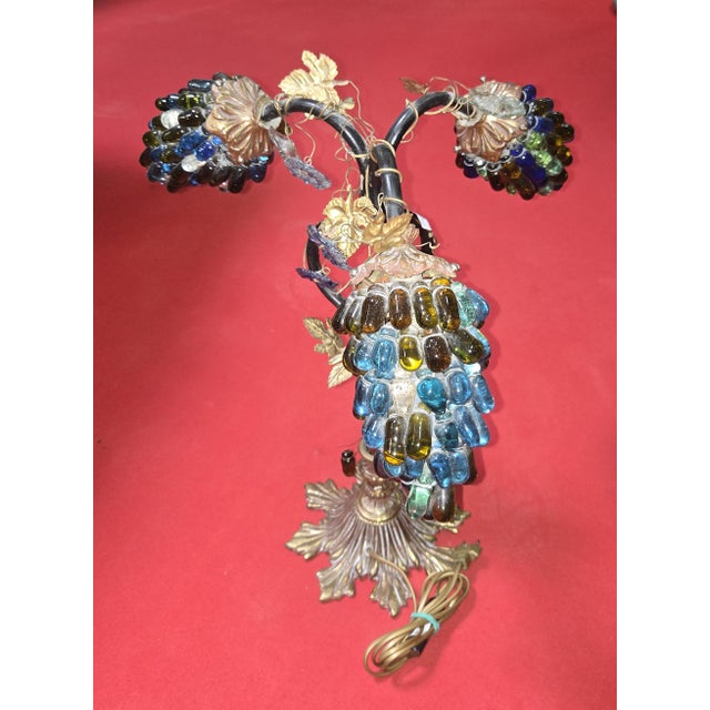 Decorative table lamp shaped like bunches of grapes made of colored glass – Vintage work of art from the '70s A unique...