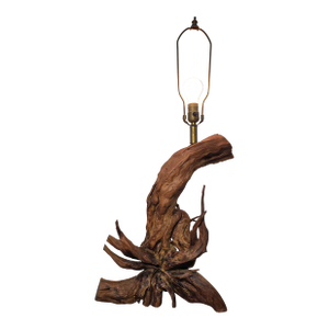 Vintage Driftwood MCM Wood Table Lamp