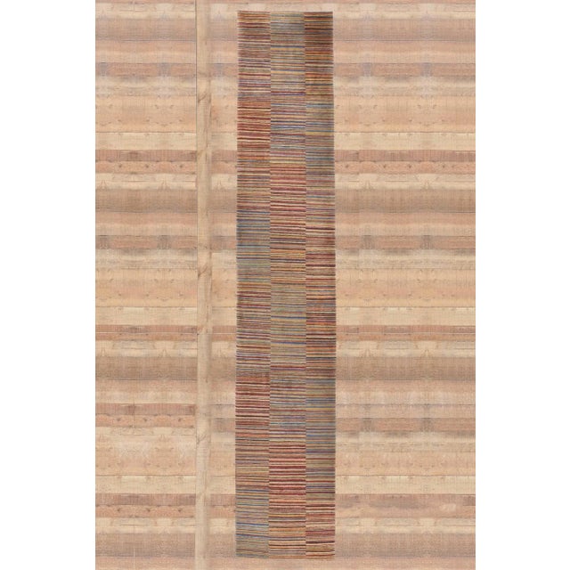 Colorful Striped Tibetan Rug Runner, 03'00 X 16'07 For Sale - Image 9 of 10