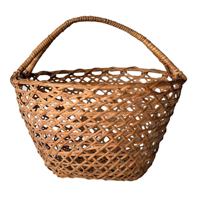 Mid 20th Century Japanese Bamboo Ikebana Flower Basket For Sale