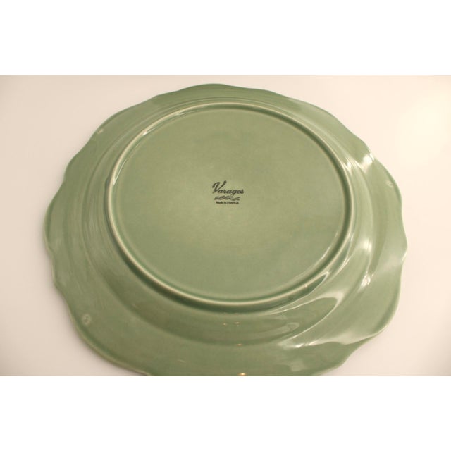 Set of 8 Varages France Large Celadon Green Dinner / Chop / Charger Plates 12" For Sale - Image 4 of 5