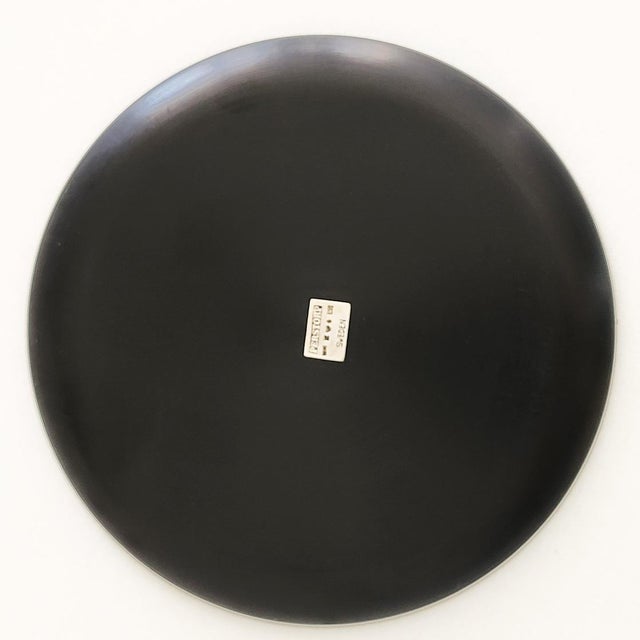 1950s Swedish Decorative Bakelite/Isolite Plate With Silver Ship Inlay by Wilhelmina Wendt for Perstorp For Sale - Image 10 of 11