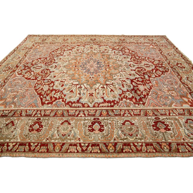 1920s Persian Bakhtiari Wool Rug Handknotted With a Multicolor Rosette Motif For Sale - Image 4 of 9