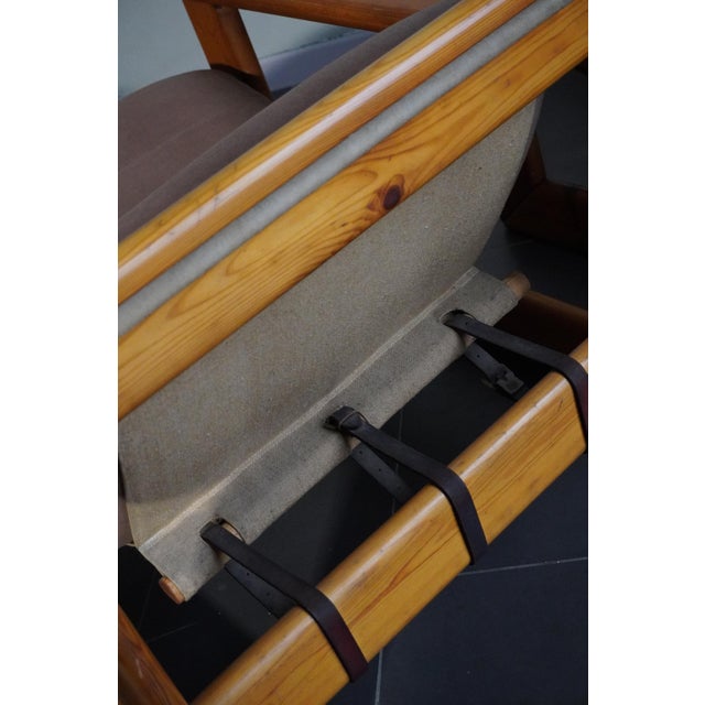 1970s Pine and Fabric Armchairs in the style of Afra and Tobia Scarpa, 1970s, Set of 2 For Sale - Image 5 of 18