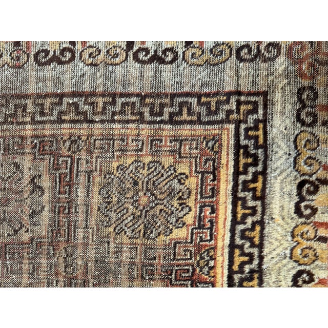 Asian Antique Antique 19th Century Samarkand Rug With Geometric Pattern For Sale - Image 3 of 4