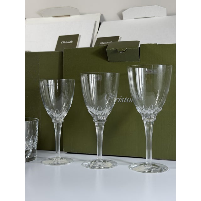 Glass Crystal Glass Osiris and Cluny Service from Christofle, France, 2000s, Set of 24 For Sale - Image 7 of 17