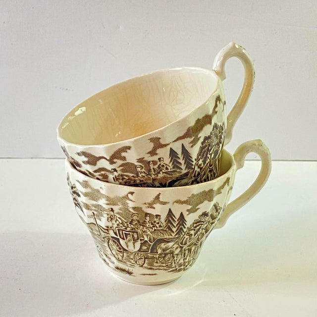 Antique White Vintage 1980s Myott Staffordshire Royal Mail Ironstone Tea Cups - A Pair For Sale - Image 8 of 9