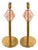 Italian Pink Murano Style Glass Table Lamps with Unlaquered Brass by Simoeng, Set of 2 For Sale