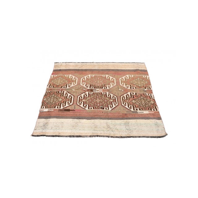 Decorative Vintage Kilim Rug - 3`11″ X 4`2″ For Sale - Image 4 of 6