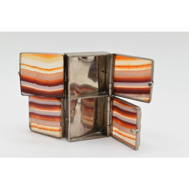 Late 20th Century Agate and Silver Pill Box With Four (4) Compartments For Sale - Image 5 of 9