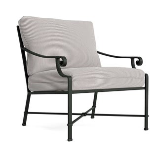 Brown Jordan Venetian Lounge Chair in Black Jade with Iron Stripe Cushions For Sale