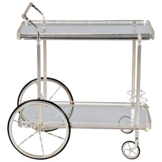 Mid-Century Nickel Plated Bar Cart or Drink Trolley For Sale