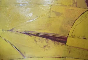 Serge Detriaux, Yellow Abstract Composition, Oil on Panel, 1982