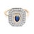 Metal Halo Diamond Sapphire Stone Wedding Ring in 14k Gold Size 6 For Sale - Image 7 of 12