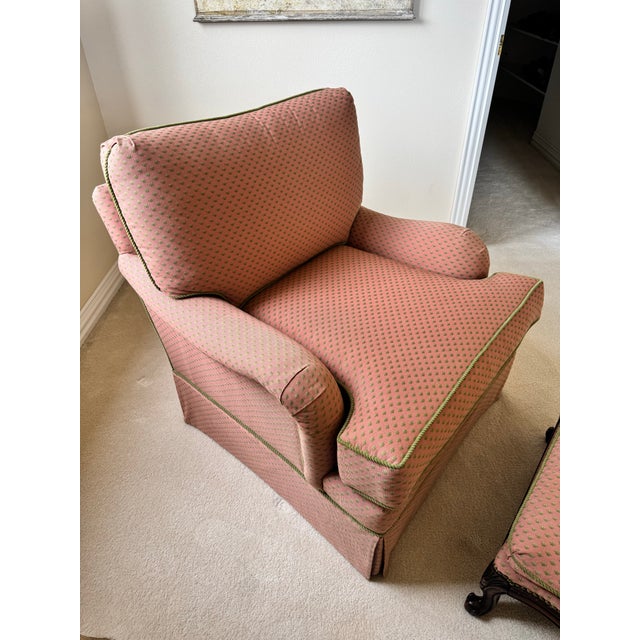 This comfortable Minton-Spidell upholstered club chair and ottoman set is a high-quality reproduction in a traditional...