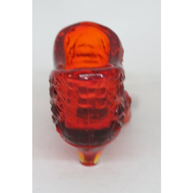Orange Vintage Fenton Amberina Daisy and Button Glass Slipper Shoe Figurine 4562b For Sale - Image 8 of 13
