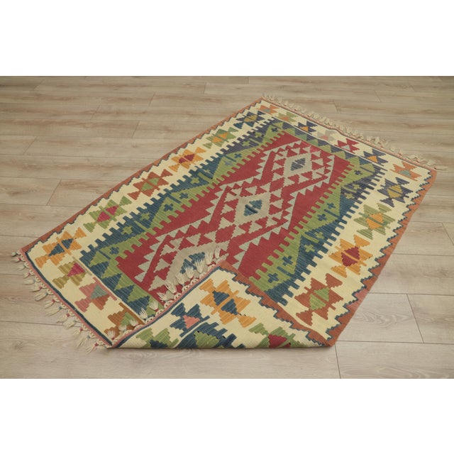 1970s Tribal Style Geometric Design Handmade Oushak Kilim Rug For Sale - Image 11 of 13