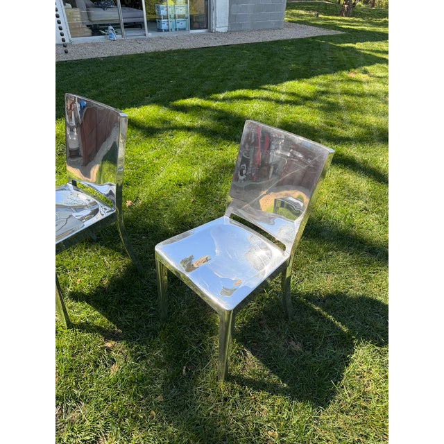 Philippe Starck for Emeco Hudson Polished Aluminum Chairs – Set of 2 Dining + 1 Bar Height For Sale - Image 12 of 17