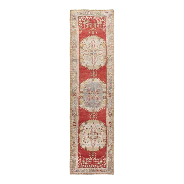 Vintage Circa 1940 Turkish Oushak Runner Rug , 2'11 X 11' For Sale