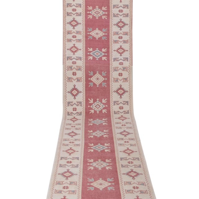 Vintage Turkish Milas Runner Rug 2'8" X 16'5" 31.8" x 196.8" inches / 81 x 500 Cm Hand weaved with high-quality pure wool...