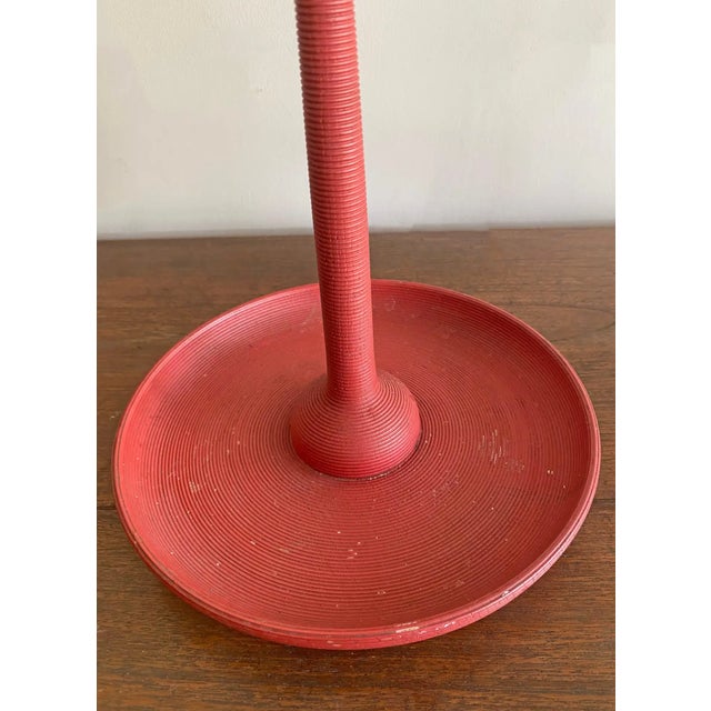 Japanese Red Lacquer Ribbed Candle Holder Pair, Meji Period C. 1900 For Sale - Image 10 of 10