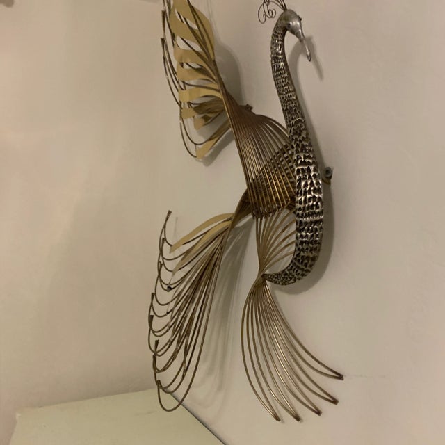 Metal 1980s Curtis Jere Brass Peacock Wall Hanging Sculpture For Sale - Image 7 of 12
