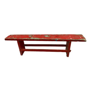 Antique Primitive Painted European Farm Bench For Sale