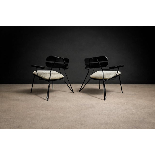 Armchairs in Ebonized Wood & Metal, Carlo Hauner, 1950s For Sale - Image 12 of 16