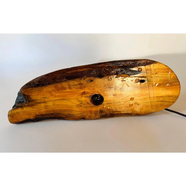 1960s Handcrafted Driftwood Table Lamp With Large Drum Shade For Sale - Image 13 of 16