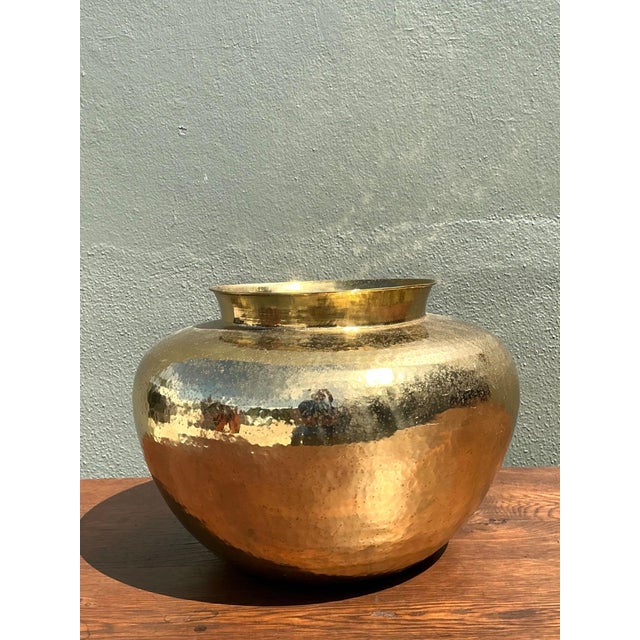 Vintage Hammered Brass Vase For Sale - Image 14 of 16