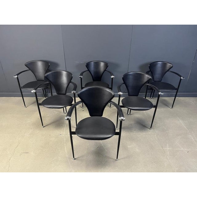 Vintage Leather Armchairs from Arrben, Italy, 1980s, Set of 6 For Sale - Image 3 of 11