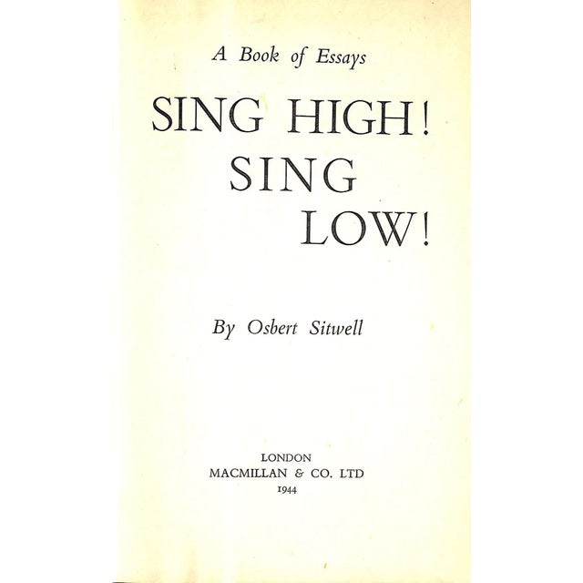 Traditional "Sing High! Sing Low!" 1944 Sitwell, Osbert For Sale - Image 3 of 3