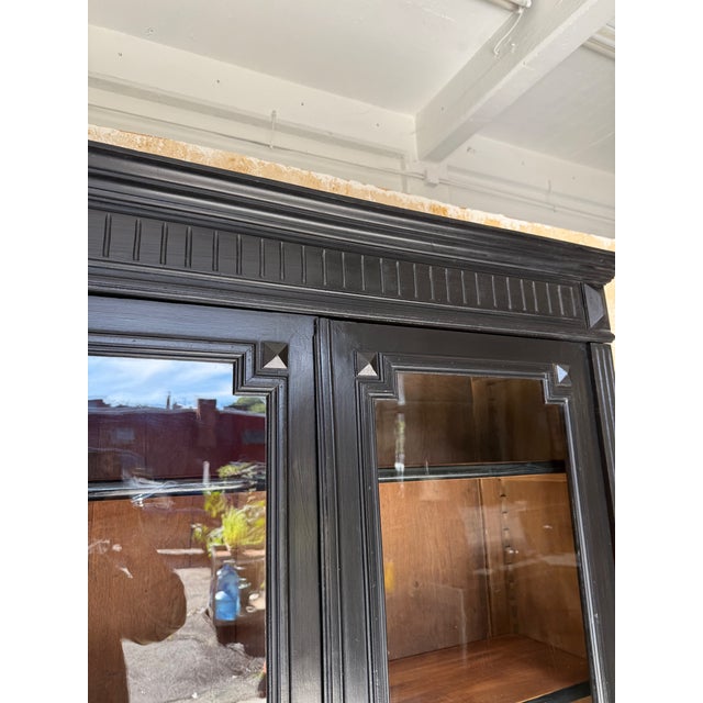 Black Late 19th Century French Napoleon III Style Ebonized Bookcase With Original Glass Doors For Sale - Image 8 of 18