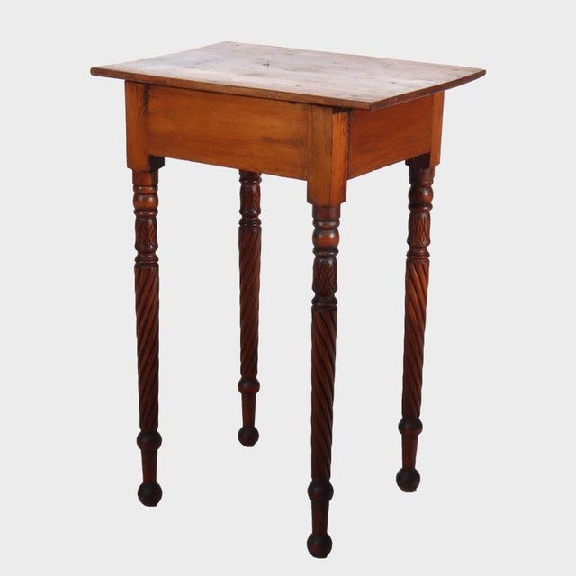 Antique Sheraton Mahogany & Birds Eye Maple Side Stand With Rope-Twist Legs For Sale - Image 10 of 15