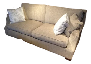 Hickory Chair Sofa Upholstered in Neutral Tan/Brown Herringbone