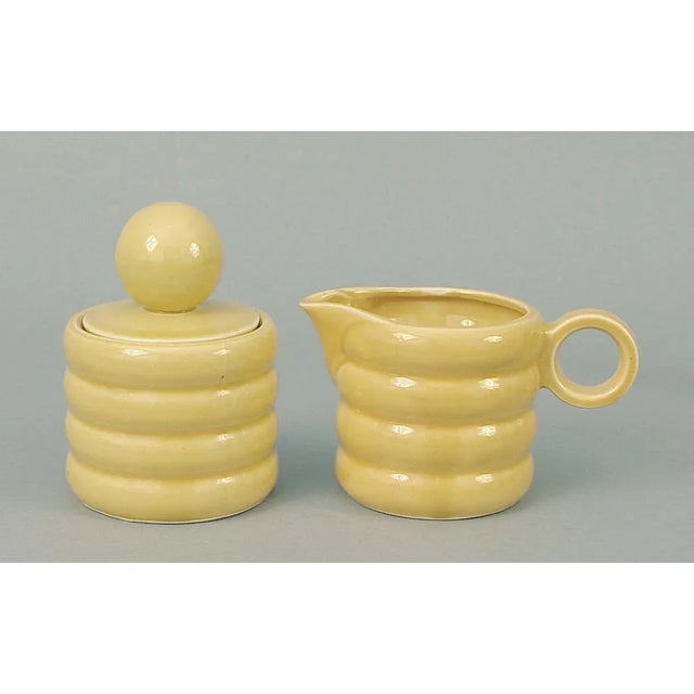 Art Deco 1920s Art Deco/Moderne Japanese Coffee or Tea Set -- 4 Large Cups, Cream & Sugar Pot- 7 Pieces For Sale - Image 3 of 7