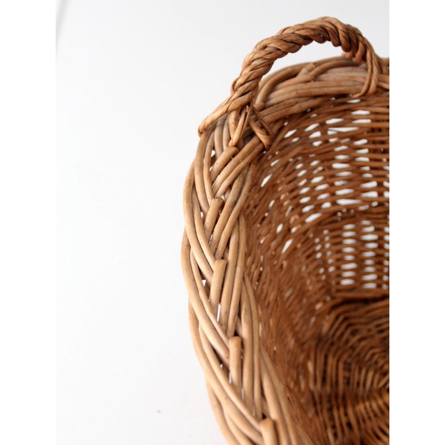 Vintage Oval Wicker Basket With Handles For Sale - Image 14 of 14