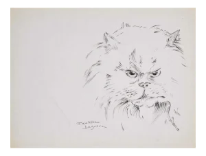 Marie Paulette Lagosse, The Cat, Pen on Paper, 1970s