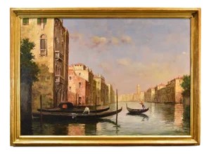 Antoine Bouvard / Marc Aldine, View of Venice Marina, Grand Canal, 1930, Oil on Canvas