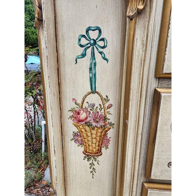 1950s Antique Hand Painted Italian Corner Vanity For Sale - Image 5 of 9